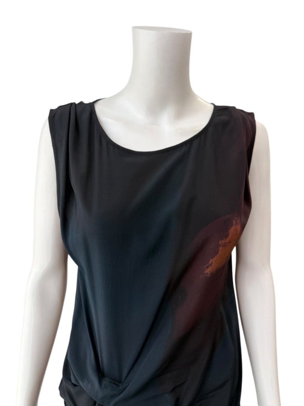 $325 AllSaints Black Ruched Gathered Mini Silk Riviera Ochre Dress size 4/FR 36 - Picture 4 of 10